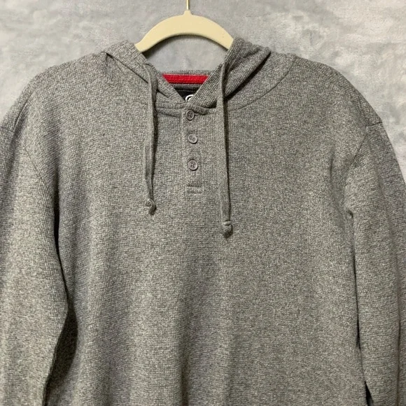Ecko Unltd Hoodie Mens Gray Large Cotton Blend Pullover Thermal Button Logo - Picture 3 of 12
